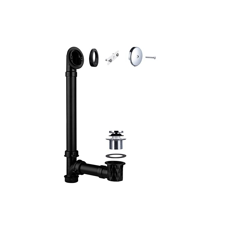 Uni-Green Black 1-1/2” Tubular Tip-Toe Bathtub Waste Drain Kit, Coarse