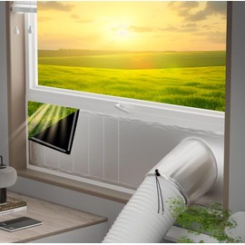 LIHONK Portable ac Window Vent kit【Titanium Silver+Black 100% Light Block】- Universal Thick Portable Air Conditioner Window Seal for AC and Tumble Dryer - 100% Sealing Waterproof Adjustable(L)