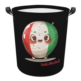 Daddy's Little Meatball Laundry Basket Collapsible Hamper Bag Clothes Storage Bin with Handles 44x35cm