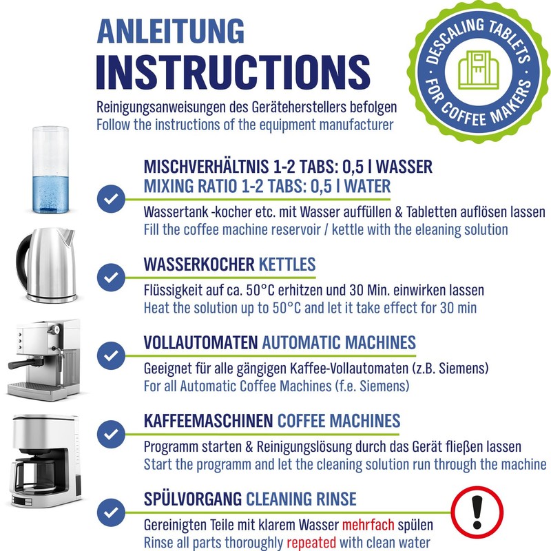 2-in-1 Descaling Tablets for Fully Automatic Coffee Machines 6 x