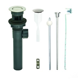 PF WaterWorks PF0324-BN-GR Never Clog Sink/Lavatory, Gray ABS ClogFREE Universal Pop-Up Drain Assembly-Easy Remove Magnetic Stopper-Brushed Nickel (Grey Body with Overflow)