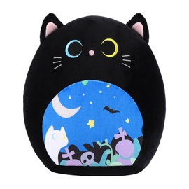 ForYoung 12'' Black Cat Plush Toy Pillow，Cute Doll Soft Stuffed Animal Birthday Gifts for Kids，Squishy Plushies Kawaii Plush Toys Home Decoration for Girls & Boy