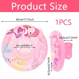 Baby Swimming Ring, Inflatable Baby Swimming Ring, Baby Swimming Aids with Swimming Seat, Mermaid Float Children's Swimming Ring, Swimming Bath Accessories for Toddlers 6 to 36 Months