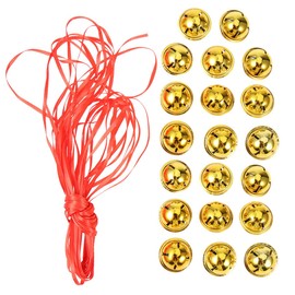 LIFKOME Bulk Christmas Bells 21pcs Gold Tin Jingle Bells 10m Ribbon DIY Decorations Wall Hangings Ornaments Craft