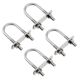 sourcing map Round U-Bolt 1.06"(27mm) Inner Width 70mm Length Steel M6 with Nuts, Plate, Washers 4 Set