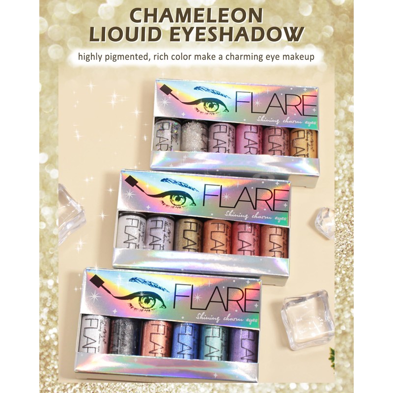 Flüssiger Eyeliner Glitzer 6 Colors, Liquid Eyeshadow Makeup Set, Shimmer