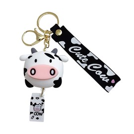 LOPURO Cow Keychain, Cow Print Keychain Cute Keychain 3D Silicone Cow Animal Keyrings Backpack Keychain Farm Gift for Women