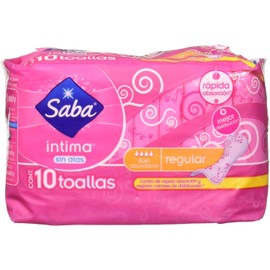 Saba, Toallas Sanitarias para Dama Intima sin Alas Regular, Color Rosa