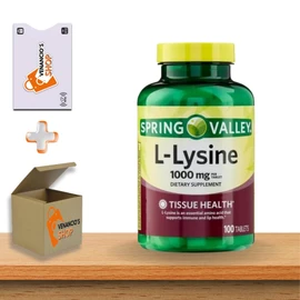 L-Lysine 1000 mg Tablets • Immune Support & Skin Health • 100 Count by Spring Valley + Vena’s Sticker (Pack of 1)
