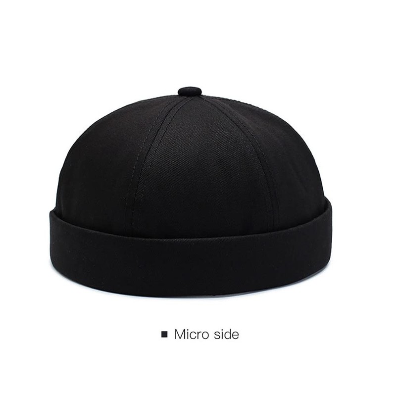 Brimless Skullcap No Visor Rolled Cuff Retro Docker Beanie Cap