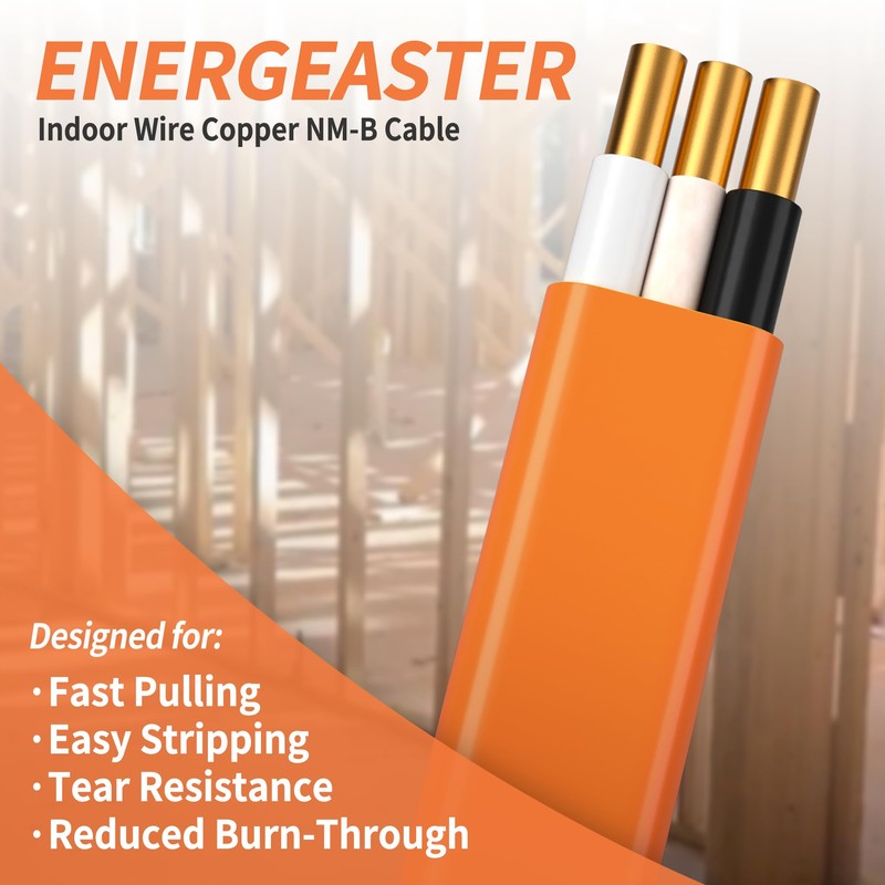 Energeaster 10/2 NM-B Wire,with Ground Indoor Electrical Copper Wire，10 Gauge