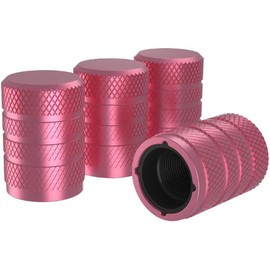 Aluminum Tire Valve Stem Caps Pink Metal Valve Stem Covers with Plastic Liner Universal Tire Valve Caps for Cars, Trucks, SUVs & Motorcycles丨Airtight Seal丨Corrosion Resistant丨Durable (4 Pack)