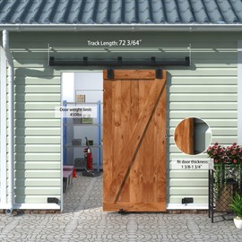 WEWORTH 6FT Black Box Rail Exterior Sliding Barn Door Hardware Track Kit, Heavy Duty Barn Door Track Set, Wall Mount Outdoor Weatherproof Single Barn Door Hardware with 5 Track Brackets(No Doors）