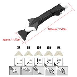Silicone Caulking Tools - Sealant Finishing Tools Paste Removal Scraper, Caulk Remover, Glazing Corner Scraper, Rubber Handled Stainless Steel Knife
