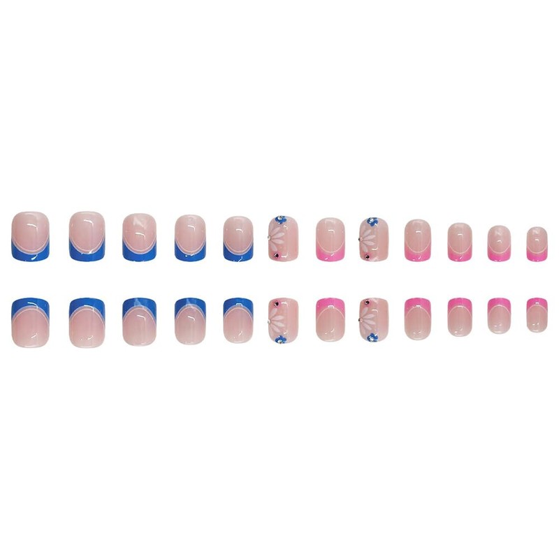 24 Pcs Pink Press on Nails Short Square,YIHONGYAN Fake Nails