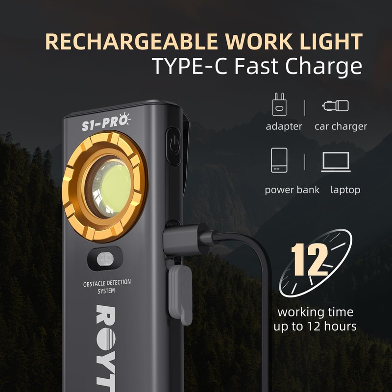 ROYTOA Pocket Flashlight Rechargeable Work Light EDC Slim Flat Flashlight