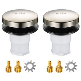 Dreyoo Bathtub Pop up Drain Stopper, Bathtub Drain Plug with 3/8'', 5/16'' Thread Studs and Star Shape Lock Washer, Tip Toe Shower Stopper Universal(2 Pack,Brushed Nickel)
