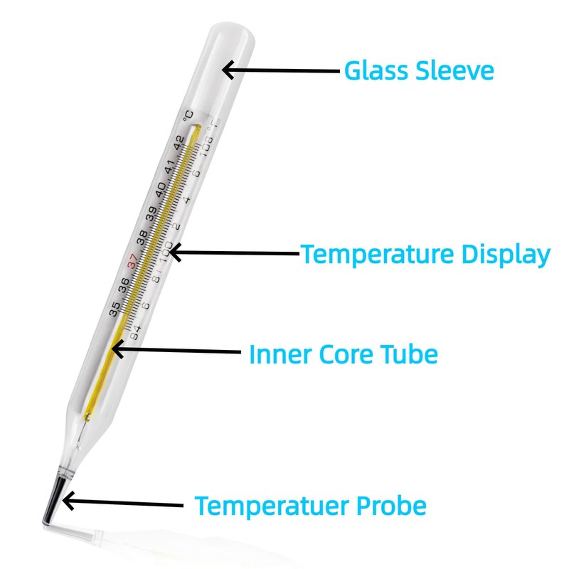 ℃&℉ Clinical Glass Thermometer for Underarm 2PCS - Classic Non