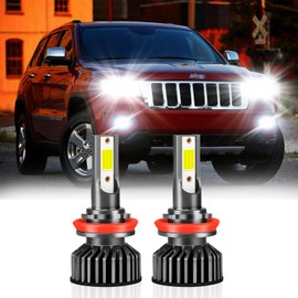 For Jeep Compass 2014-2018 LED Fog Light Bulbs, H8/H11 LED Fog Light Bulbs, 12V 120W 6000K Cool White, 500% Brighter, Plug and Play, IP68 Waterproof, Pack of 2