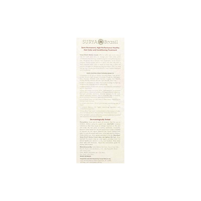 Surya Brasil Surya Brasil Products Henna Cream, Burgundy, 2.37 Fluid