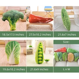 GracesDawn Green Simulation Vegetables, red Peppers, Broccoli, Bitter Melon, peas, Cabbage Vegetable Stuffed Plush Toys, Lumbar Pillows, Ideal Gift for Children (Peas 21.5 inches Long)