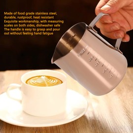 Milk Frothing Pitcher, 550ml Milk Frother Cup 304 Stainless Steel Milk Frothing Jug Milk Steaming Pitcher with Scale for Latte