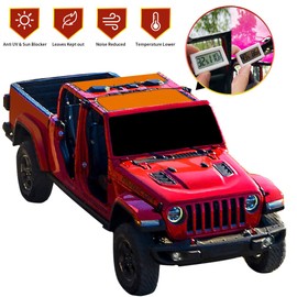 Shadeidea Sun Shade for Jeep Gladiator, JT 4 Door Top Sunshade, Front & Rear (2-Pieces) - Orange Mesh Screen Wrangler Cover, UV Blocker with GrabBag Pouch (2018 - Current) - 10 Year Warranty