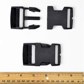 Joyce Trim 38mm (1-1/2") Black Plastic Adjustable Side Release Buckle by 4 Set, TR-11830E
