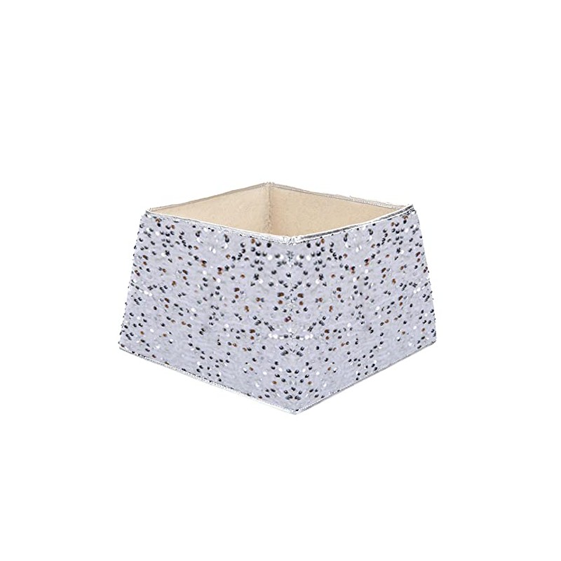 Christmas Box Style Sequin Tree Skirt Foldable - White and