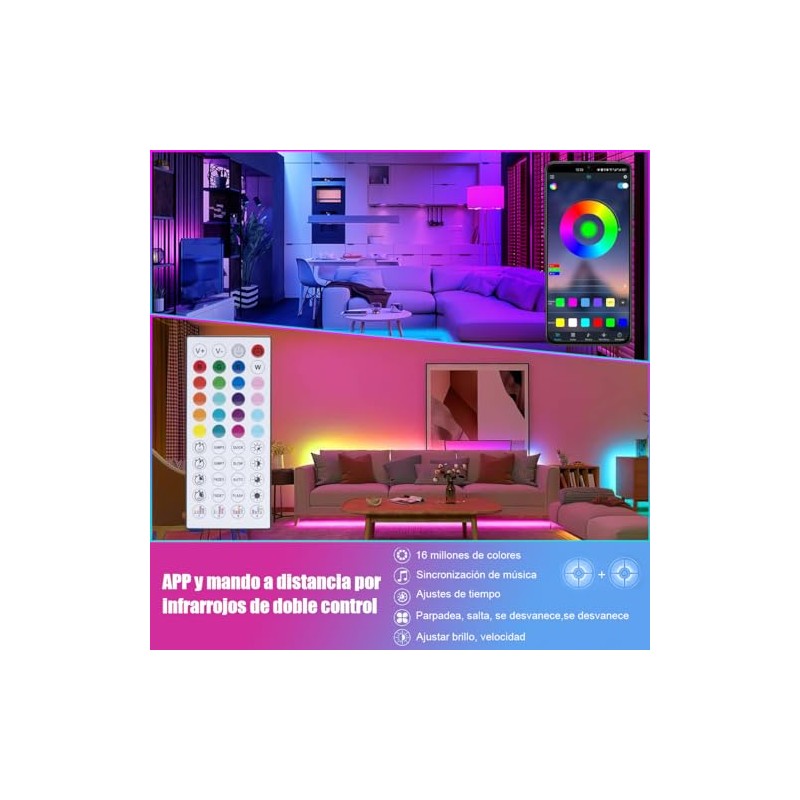 EASYTAO Tira LED Neon RGB Bluetooth 5M 360LED, RGB Luces