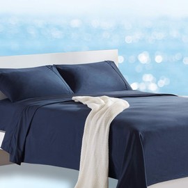 SLEEP ZONE Full Size Duvet Cover Cooling NANOTEX Tech with Zipper Closure & 8 Corner Ties - Super Soft & Breathable All Season Comforter Cover Set 2 Pieces (Navy Blue, Full)