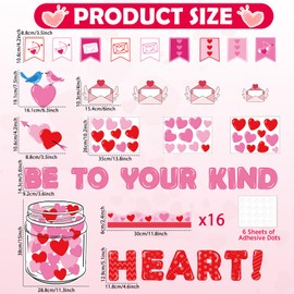 gisgfim Valentine's Day Bulletin Board Set Decorations Valentines Classroom Decor Love Heart Name Tag Cutouts for School Home Chalkboard Wall Door Valentine Party Supply(Be Kind to Your Heart)