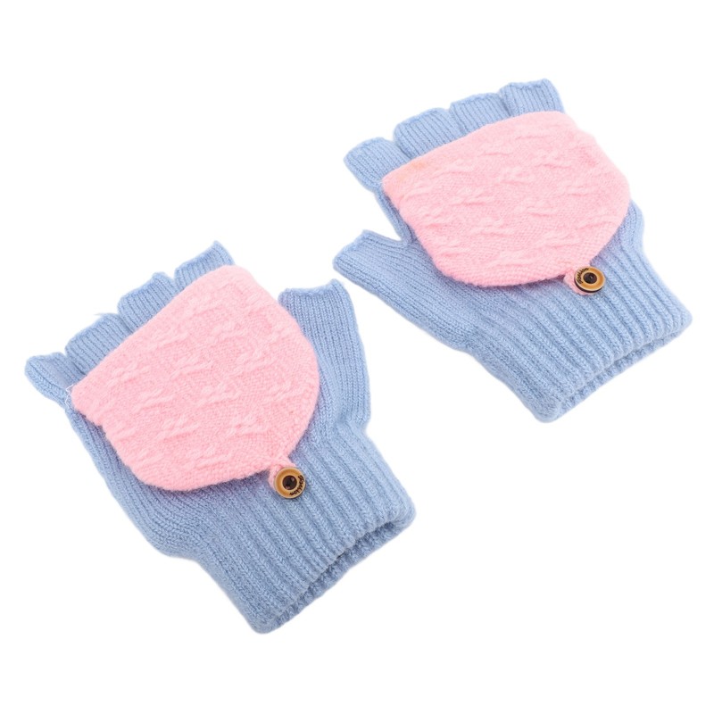 1 Pair Winter Knitted Fingerless Gloves Double Sided Heating USB