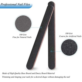 24 PCS Nail File Emery Board Professional Double Sided 100/180 Grit Black Manicure Pedicure Tool for Acrylic Nails and Natural Nails for Home and Salon Use