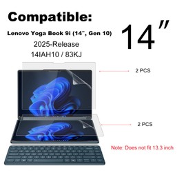 KEANBOLL 4 Pack Matte-Anti Glare Screen Protector for New 2025 Lenovo Yoga Book 9i (14IAH10) Laptop Touch Display 14 Inch-(2 Sets - Primary and Secondary Screens)