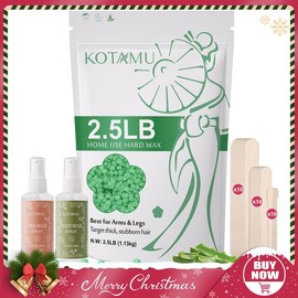 KOTAMU Waxing Beads for Women & Men, 2.5lb Hard Wax Beads for Hair Removal, Aloe Vera Wax Beans Bulk with 30 Wax Sticks Suitable for Sensitive Skin,Arm,Leg,Thick,Stubborn Hair,Home & Salon Waxing - net weight: White