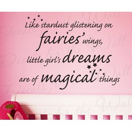 Like Stardust Glistening on Fairies' Wings - Girl's Room Kids Baby Nursery - Adhesive Vinyl Lettering Quote, Wall Decal Art Mural, Sticker Graphic Decoration, Saying Decor