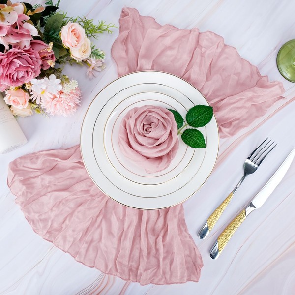 Babenest 24Pack Dusty Pink Cheesecloth Napkins, 19.7x17.7 Inches Cloth Cotton