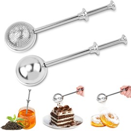 2 Pcs Flour Sifter, Flour Shaker, Stainless Steel Small Stainless Steel Sieve, Powdered Sugar Shaker Duster Sifter, Small Sieve for Baking, Sifting Sugar, Flour, Spices, and Herbs