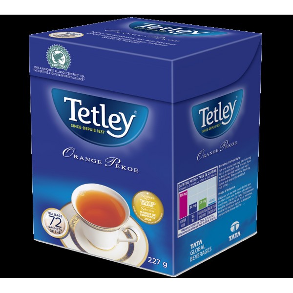 Tetley ORANGE PEKOE TEA, 72 Tea Bags