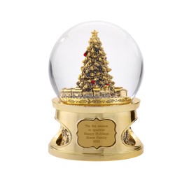 THINGS REMEMBERED Large Gold Tree and Train Musical Snow Globe with Engraving Included, Plays “Der Tannenbaum” Music, Beautiful and Unique (Free Customization)