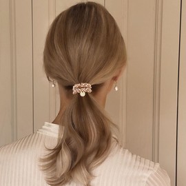 Zoestar Pearl Hair Scrunchies, Crystal Hair Ties, Elastic Hair Ropes, Ponytail Holder, Fashion Hair Accessories for Women and Girls (3pcs) (C)