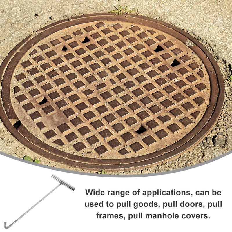 Ciieeo Heavy-Duty Stainless Steel Manhole Cover Hook Shape Lift Tool