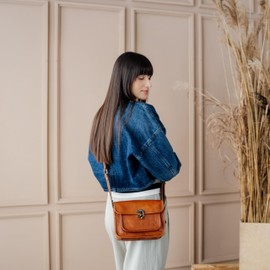 Berliner Bags Vintage Helena Shoulder Bag Leather Handbag for Women - Brown, brown