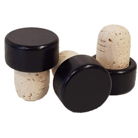 25 Handle Corks, Wooden Handle - Stoppers Diameter 19 mm, Corks, Wooden Handle (Black)