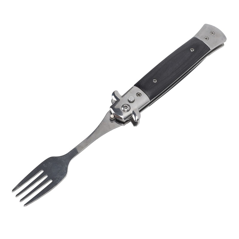 Folding Spring Fork Reusable Stainless Steel Automatic Foldable Spring Fork