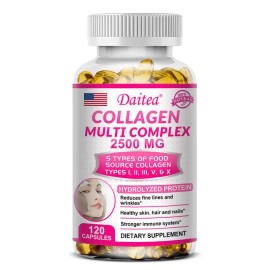 Collagen Multi Complex Supplement for Skin Hair & Nails Support – Beauty Wellness Capsules with Collagen Blend – 120 Capsules – Daily Health Formula