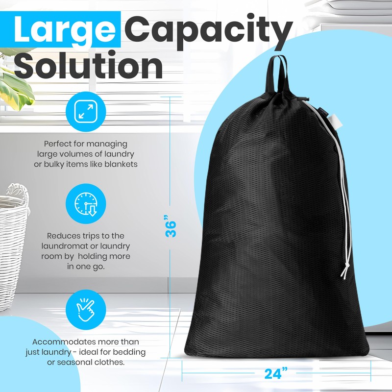 Large Mesh Laundry Bags - Heavy Duty with Handles &