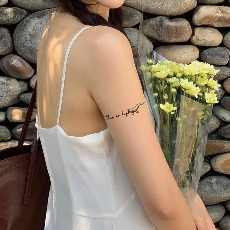 9 Sheets Realistic English Word Temporary Tattoos Stickers,70 Pcs Inspirational
