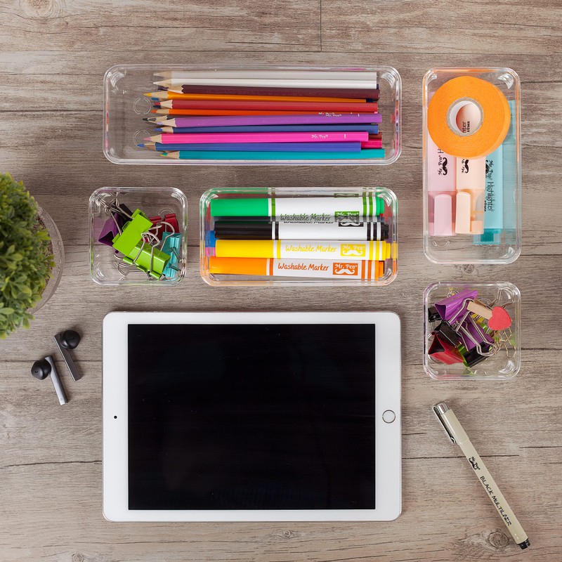 Mr. Pen- Drawer Organizers Set, 5 pcs, Clear Plastic Makeup